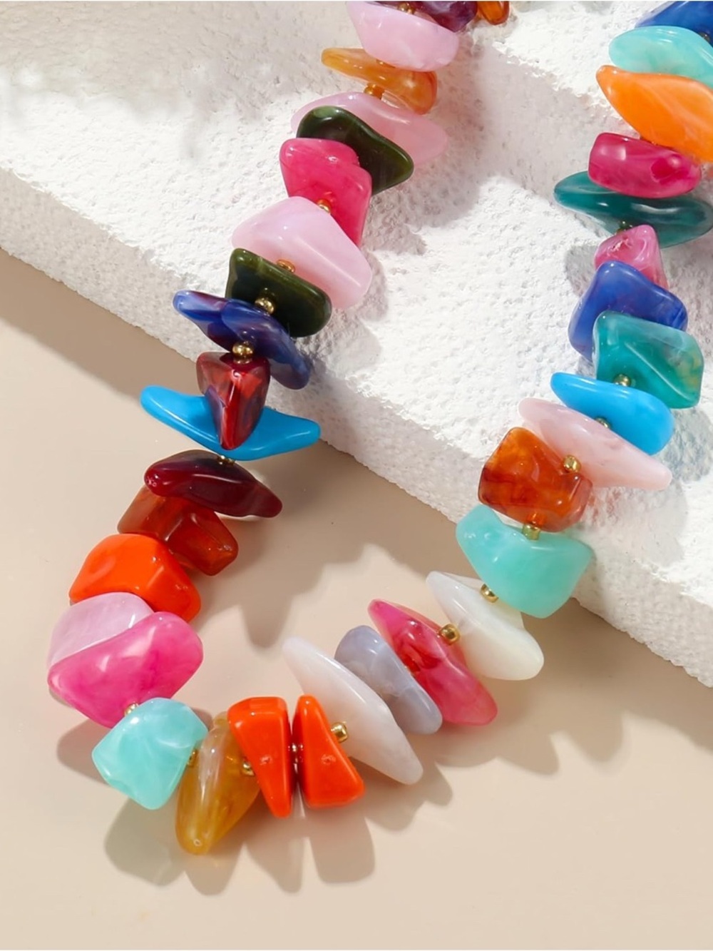 Colorful Multicolor Chip Beaded Necklace – Vibrant Mixed Colors